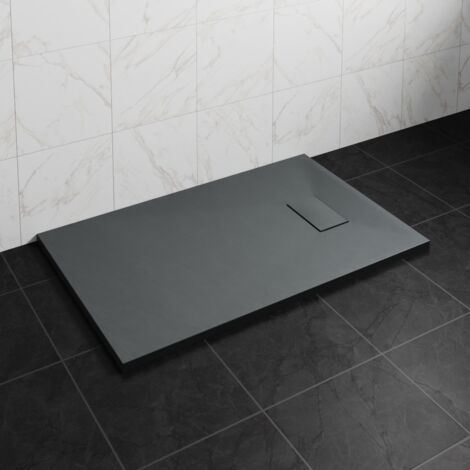 NRG 1300 x 700mm SMC Anthracite Rectangle Slate Effect Bathroom Shower Tray