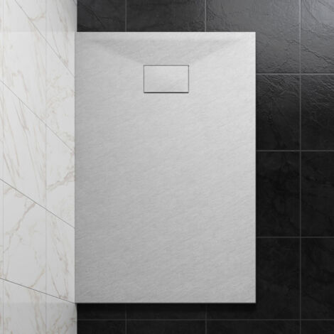 NRG 1300 x 800mm SMC White Rectangle Slate Effect Bathroom Shower Tray