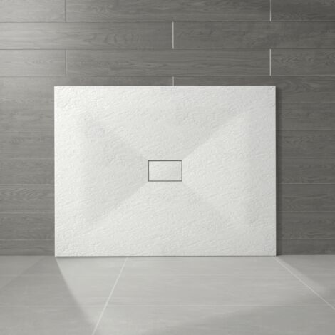 NRG 1400 x 1000mm White SMC  Rectangle Slate Effect Bathroom Shower Enclosure Tray