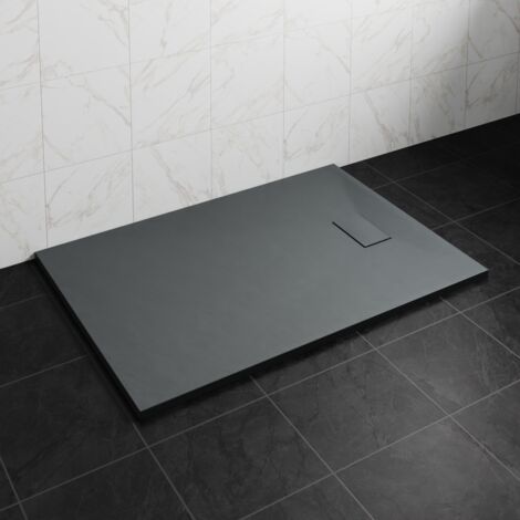NRG 1400 x 900mm SMC Anthracite Rectangle Slate Effect Bathroom Shower Tray