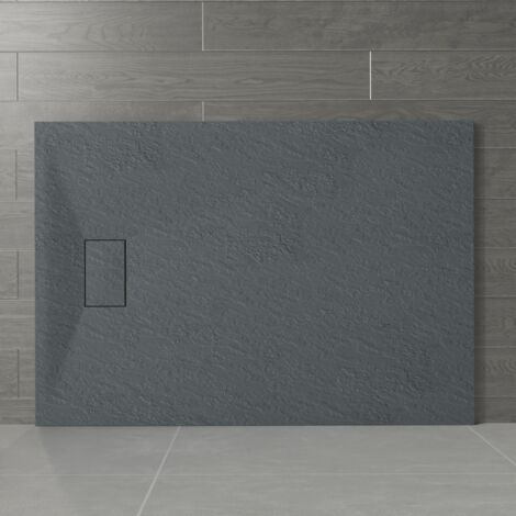 NRG 1500 x 900mm Anthracite SMC Rectangle Slate Effect Bathroom Shower Enclosure Tray