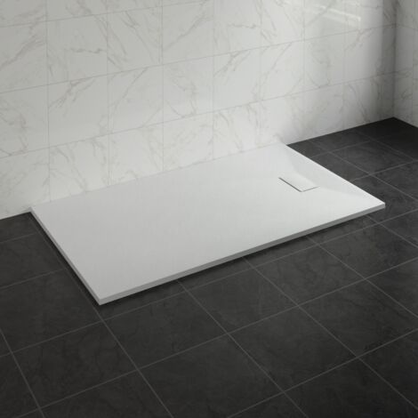 NRG 1500 x 900mm SMC White Rectangle Slate Effect Bathroom Shower Tray