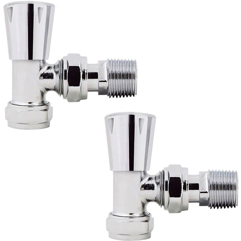 NRG 15mm Chrome Angled Manual Valve Towel Rail Designer Radiator Valves Central Heating Taps