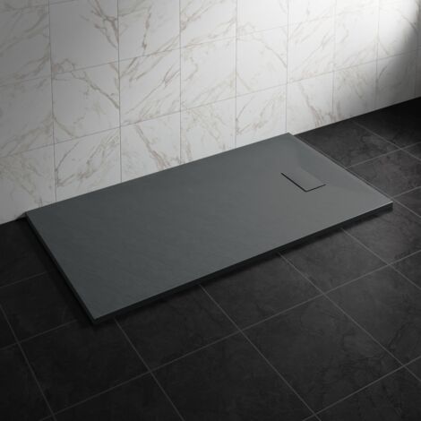 NRG 1600 x 800mm SMC Anthracite Rectangle Slate Effect Bathroom Shower Tray