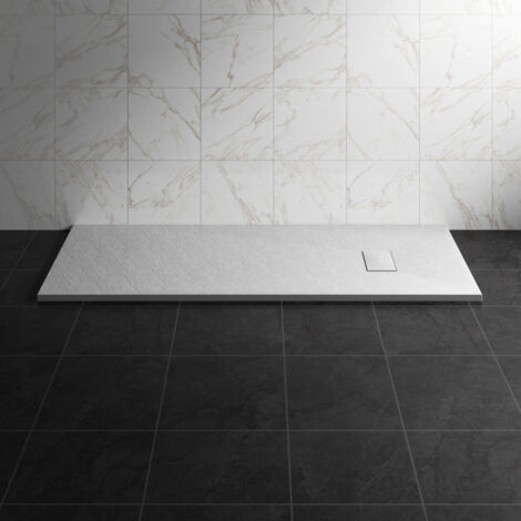 NRG 1700 x 700mm SMC White Rectangle Slate Effect Bathroom Shower Tray