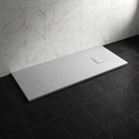 NRG 1800 x 700mm SMC White Rectangle Slate Effect Bathroom Shower Tray