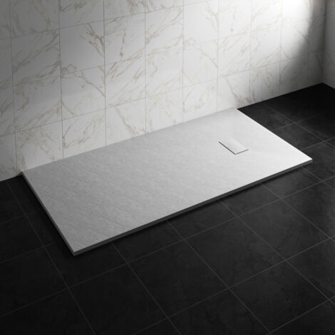 NRG 1800 x 900mm SMC White Rectangle Slate Effect Bathroom Shower Tray