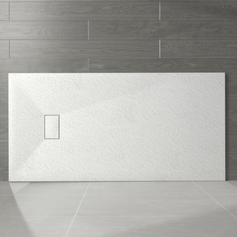 NRG 1800 x 900mm White SMC  Rectangle Slate Effect Bathroom Shower Enclosure Tray