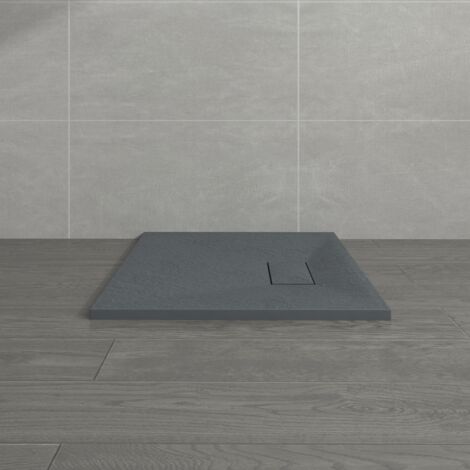 NRG 700 x 700mm Anthracite SMC Square Slate Effect Bathroom Shower Enclosure Tray