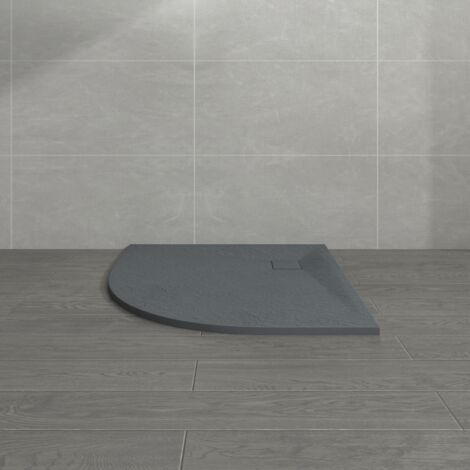NRG 900 x 900mm Anthracite SMC Quadrant Slate Effect Bathroom Shower Enclosure Tray