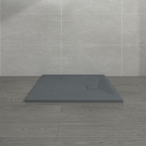NRG 900 x 900mm Anthracite SMC Square Slate Effect Bathroom Shower Enclosure Tray