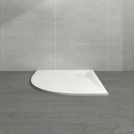 NRG 900 x 900mm White SMC  Quadrant Slate Effect Bathroom Shower Enclosure Tray