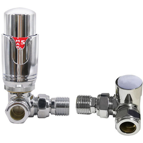 NRG Corner TRV Thermostatic Radiator Valves Central Heating Taps with Manual Valve Chrome