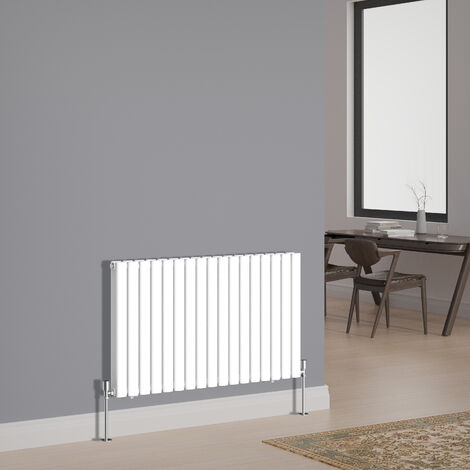 NRG Designer Radiator Oval Column Central Heating Rads Horizontal Double 600x1003mm White