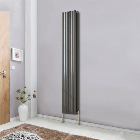 NRG Designer Radiator Oval Column Central Heating Rads Vertical Double 1800x354mm Anthracite