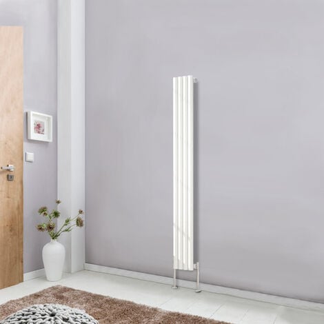 NRG Designer Radiator White Oval Column Central Heating Rads Vertical 1600x236mm Single
