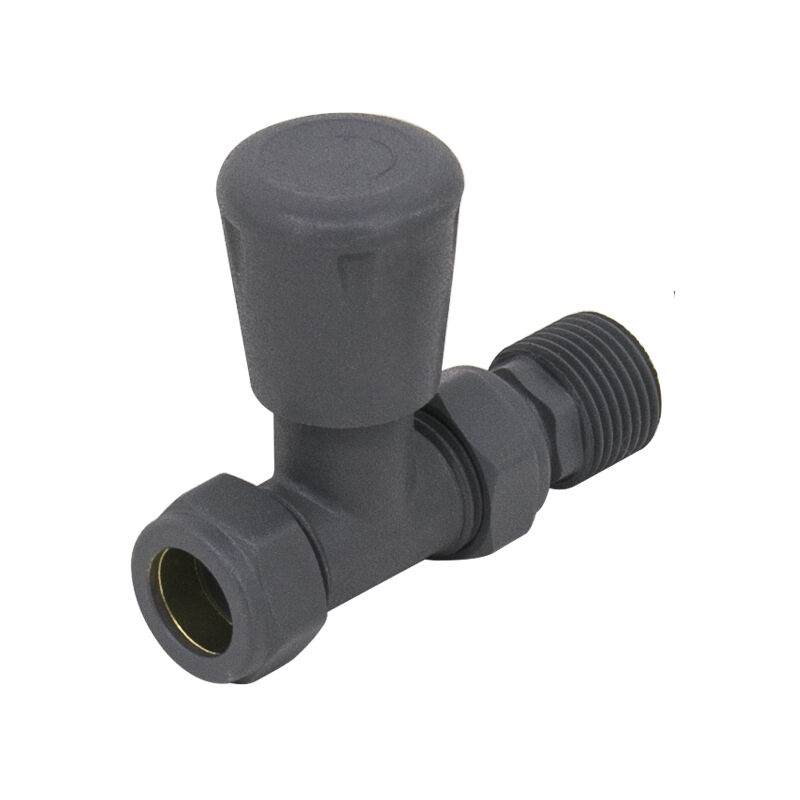 Modern Anthracite Straight Manual Radiator Valve Central Heating Taps - NRG