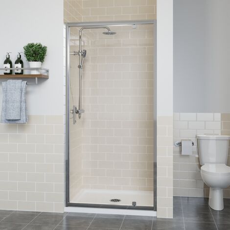 NRG Pivot Shower Enclosure Door Walk In Screen Panel Safety Glass 900mm