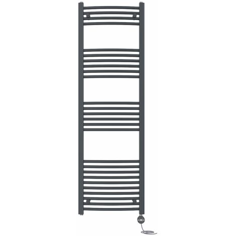 NRG Prefilled Thermostatic Electric Curved Heated Towel Rail Radiator 1600 X 500mm Anthracite