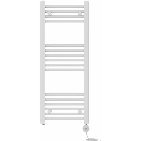 NRG Prefilled Thermostatic Electric Straight Heated Towel Rail Radiator 1000 X 400mm White