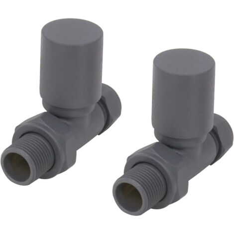 NRG Radiator Valve 15mm Manual Straight Valves One Pair Anthracite