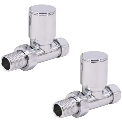 NRG Radiator Valve 15mm Manual Straight Valves One Pair Chrome