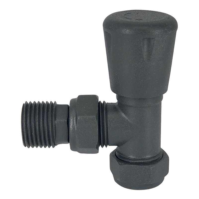 Round Head Anthracite Angled Manual Radiator Valve Central Heating Taps - NRG