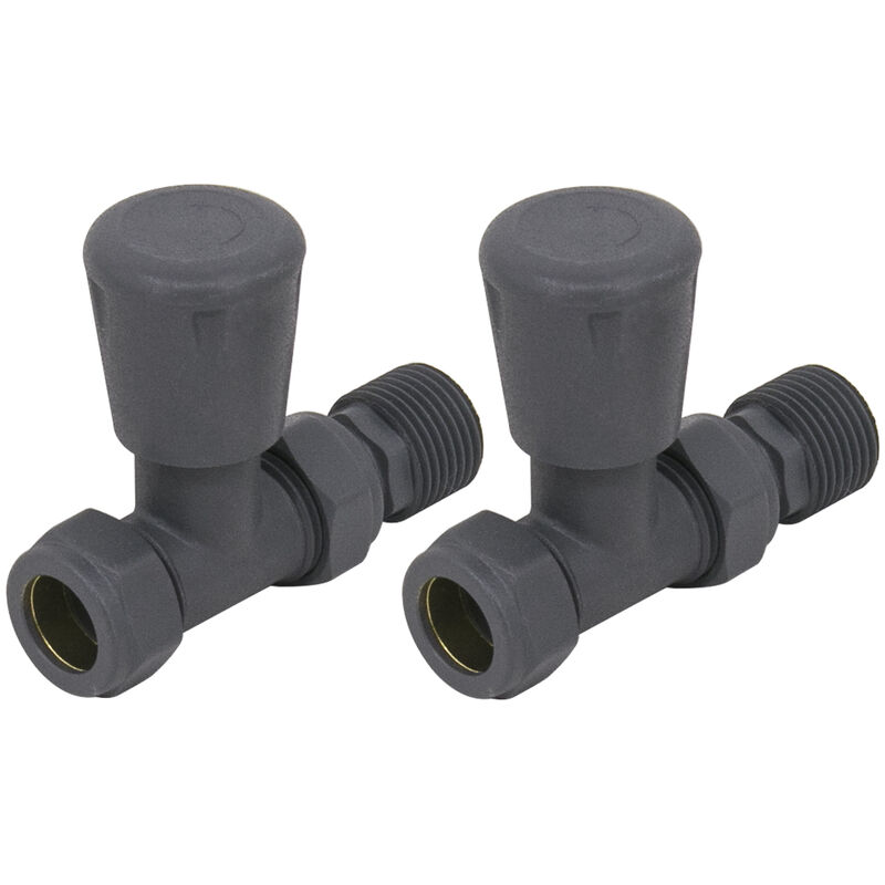 Standard Anthracite Straight Manual Radiator Valve Central Heating Taps One Pair - NRG