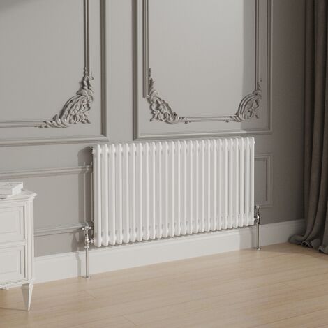 NRG White Traditional Cast Iron Style Radiator Central Heating Rads Horizontal 2 Column 600x1190mm