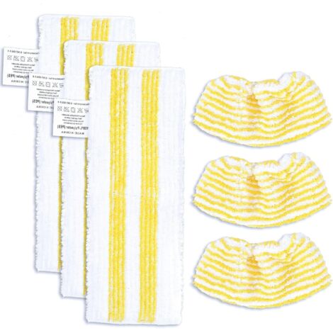 nsemble de chiffons en microfibres Compatible avec les nettoyeurs vapeur pour Kärcher EasyFix SC 1, SC 2, SC 3, SC 4, SC 5 ,Nouvel ensemble comprenant 3 buses pour sols et 3 buses à main