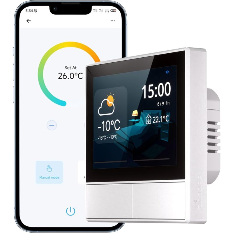 NSPanel Interrupteur de Scène Intelligent, Interrupteur Mural WiFi (2 Gang), Thermostat sans Fil Domotique,APP et Contrôle de Scène Intelligent,