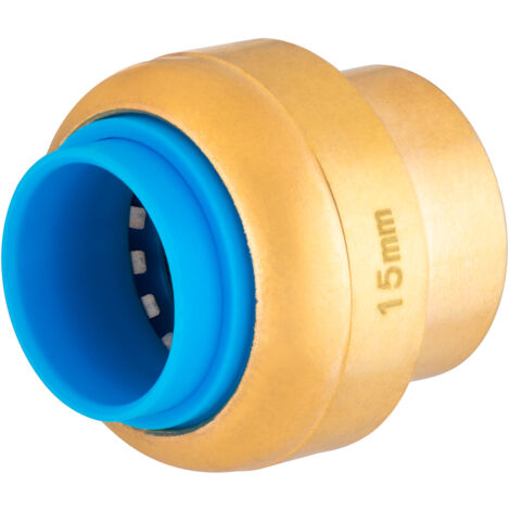 Nt Noyon & Thiebault – Bouchon automatique Toutpush Ø15 – Raccord laiton pour tube cuivre – Certifié ACS pour eau potable – Installation sans outillage