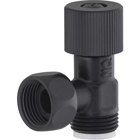 Nt Noyon & Thiebault – Robinet équerre d'arrêt noir en laiton MF3/8 – Finition élégante – Écrou femelle mobile pour installation facile – Pour contrôle d'eau WC