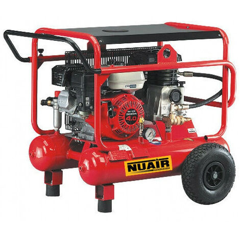 Nu Air – Compresseur thermique mobile 5,5CV 4kW 2x10L 10 bar – Moteur Honda pour chantiers – Débit 22 m3/h – Roues larges pour terrains accidentés - 5S-HONDA