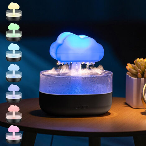 Nuage 2en1 effet pluie – champignon 7 couleurs changeantes, arrêt auto, ambiance zen, cadeau Fête des Mères féérique