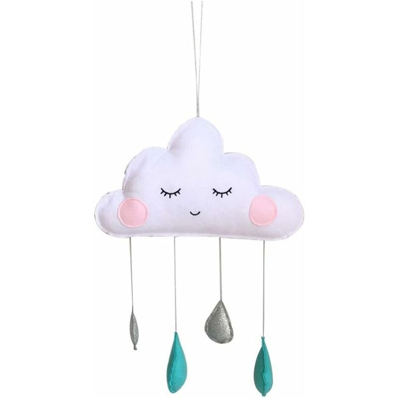 Nuage Gouttes de Pluie Pendentif Suspendu Feutre Peluche Lit de Bébé Nuage Props Pendentif Chambre Tente Pépinière Mobile Décor Suspendu pour Baby