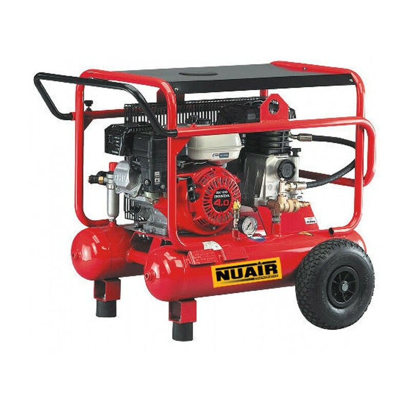 Nu Air - Nuair - Compresseur à moteur thermique essence mobile 5,5CV 4kW 2x10L 10 bar - warrior 103-5.5S-HONDA
