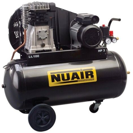 Nuair - Compresseur PRO entrainé par courroie 100 Litres 3 Cv 10 bars - 20 m3 /h - B2800B/100CM3