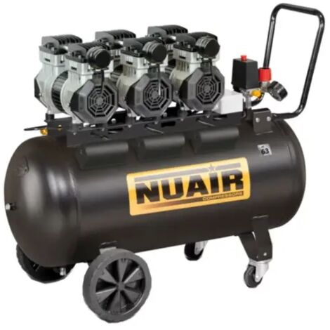 Nuair – Compresseur sans huile 3 CV – Débit d’air 19 m3/h – Pression 8 bar – Capacité réservoir 100 litres – Transport facile avec roues