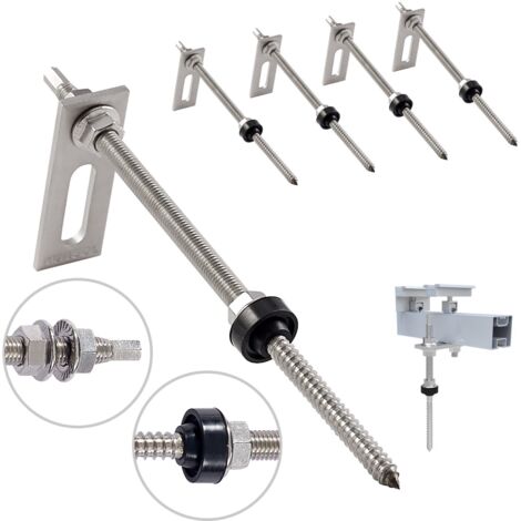 NuaSol Acero inoxidable 4x M10 x 200 mm Tornillo doble rosca con placa adaptadora
