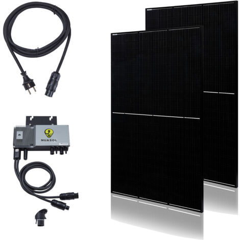 NuaSol Balkonkraftwerk All Black Photovoltaik Solaranlage Steckfertig WIFI Smart