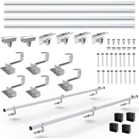 Nuasol – Lot de 2 crochets de toit photovoltaïques PV – Profilé aluminium – Compatible avec modules jusqu'à 1150 mm – Résistance aux intempéries