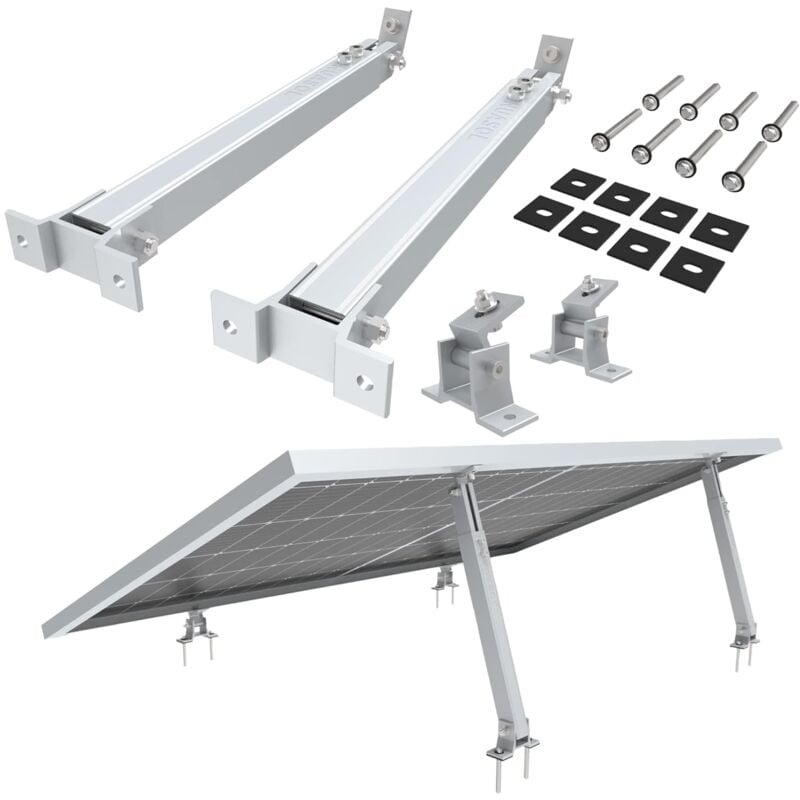 Lot de 2 supports de centrales électriques de balcon Support de panneau solaire réglable pour installations photovoltaïques Angle d'inclinaison