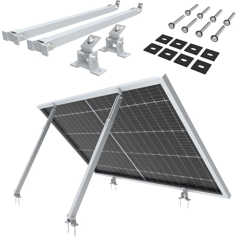 Lot de 2 supports de centrales électriques de balcon Support de panneau solaire réglable pour installations photovoltaïques Angle d'inclinaison