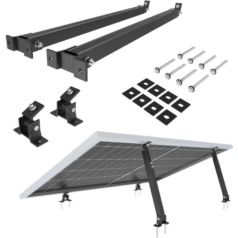 Nuasol – Supports réglables pour panneaux solaires – Lot de 2 – Aluminium AL6005-T5 – Longueur réglable 700-1291 mm – Angle d'inclinaison 30-60°