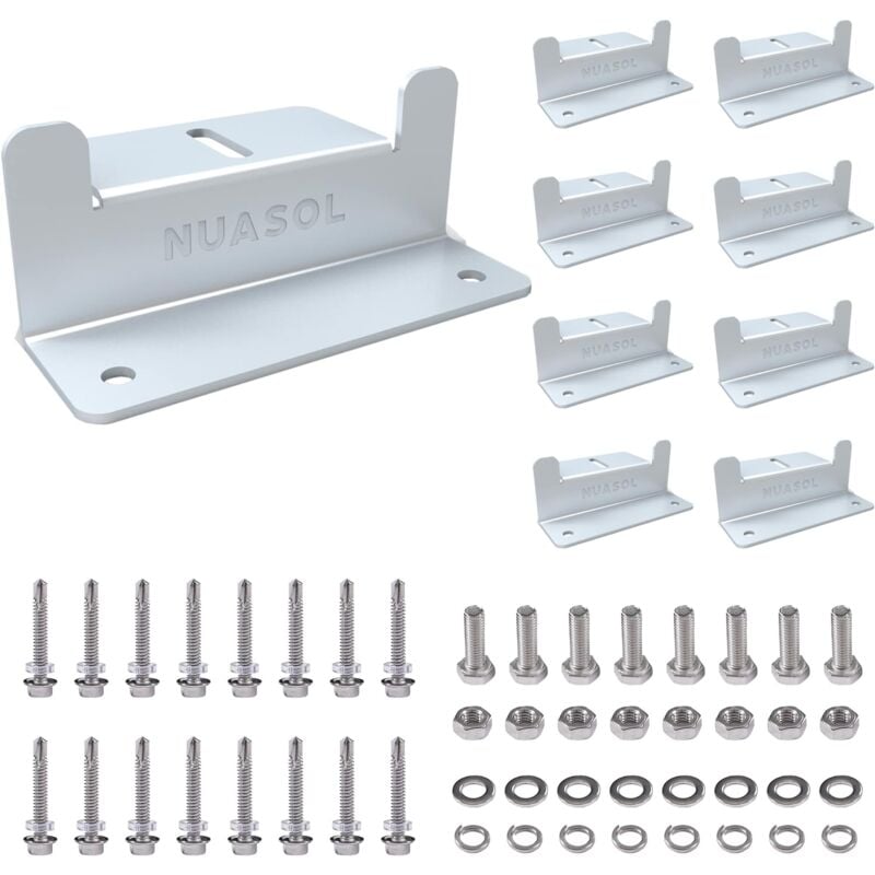 Nuasol - NuaFix 8x Angle z pour montage de panneaux solaires photovoltaïques – Matériau : acier inoxydable & aluminium Épaisseur : 2 mm