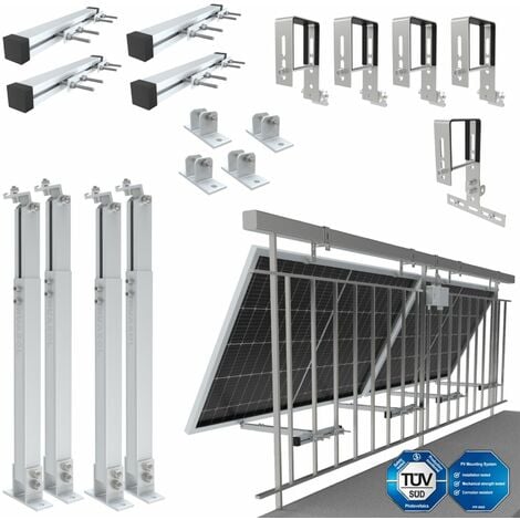 NuaSol Soporte para panel solar Fijación de barandilla para dos módulo solar