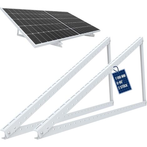 Nuasol – Support pour panneau solaire jusqu'à 118 cm – Installation toit plat PV – Réglable 0-90° – Aluminium AL6005-T5 – Poids 2,89 kg
