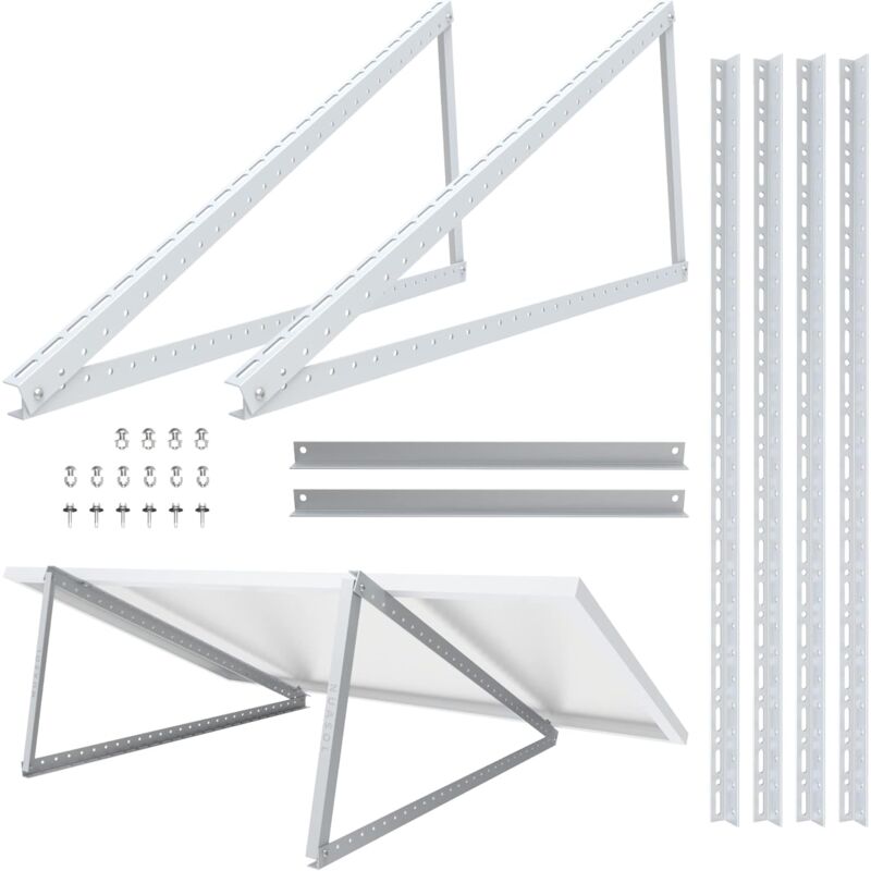 Nuasol - Support pour panneau solaire jusqu'à 118 cm - Toit plat pv - Réglable de 0 à 90 ° - Kit - Aluminium - Matériel de montage