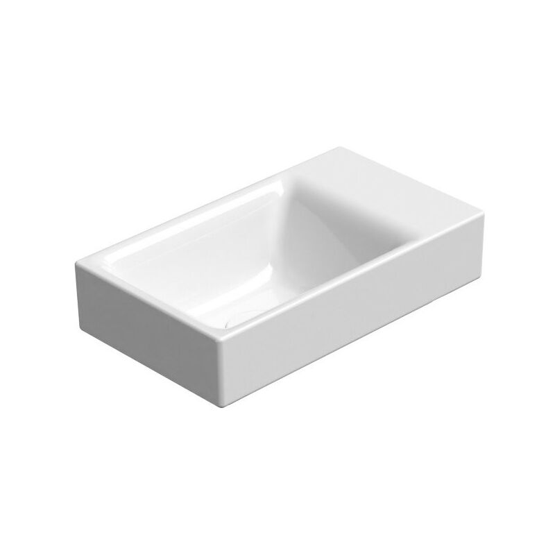 Nubes lavabo en céramique 40x23cm, bord de fond groud, pas de trou de robinet, droit / gauche, blanc ExtraGlaze